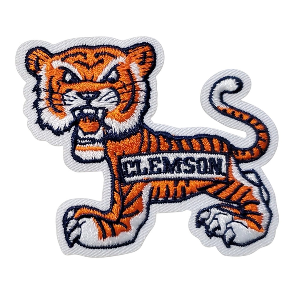 Clemson Vintage Style Patch. Fully Embroidered. Iron On Backing. 3"x2.5"