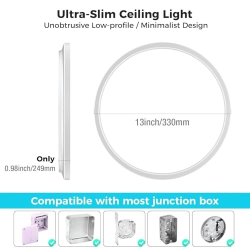 6 Pack 13 Inch LED Flush Mount Ceiling Light, 3200LM 28W 13In-6Pack White