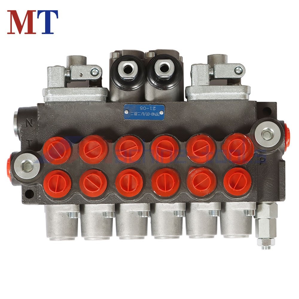 6 Spool Hydraulic Backhoe Directional Control Valve With 2 Joysticks 11GPM
