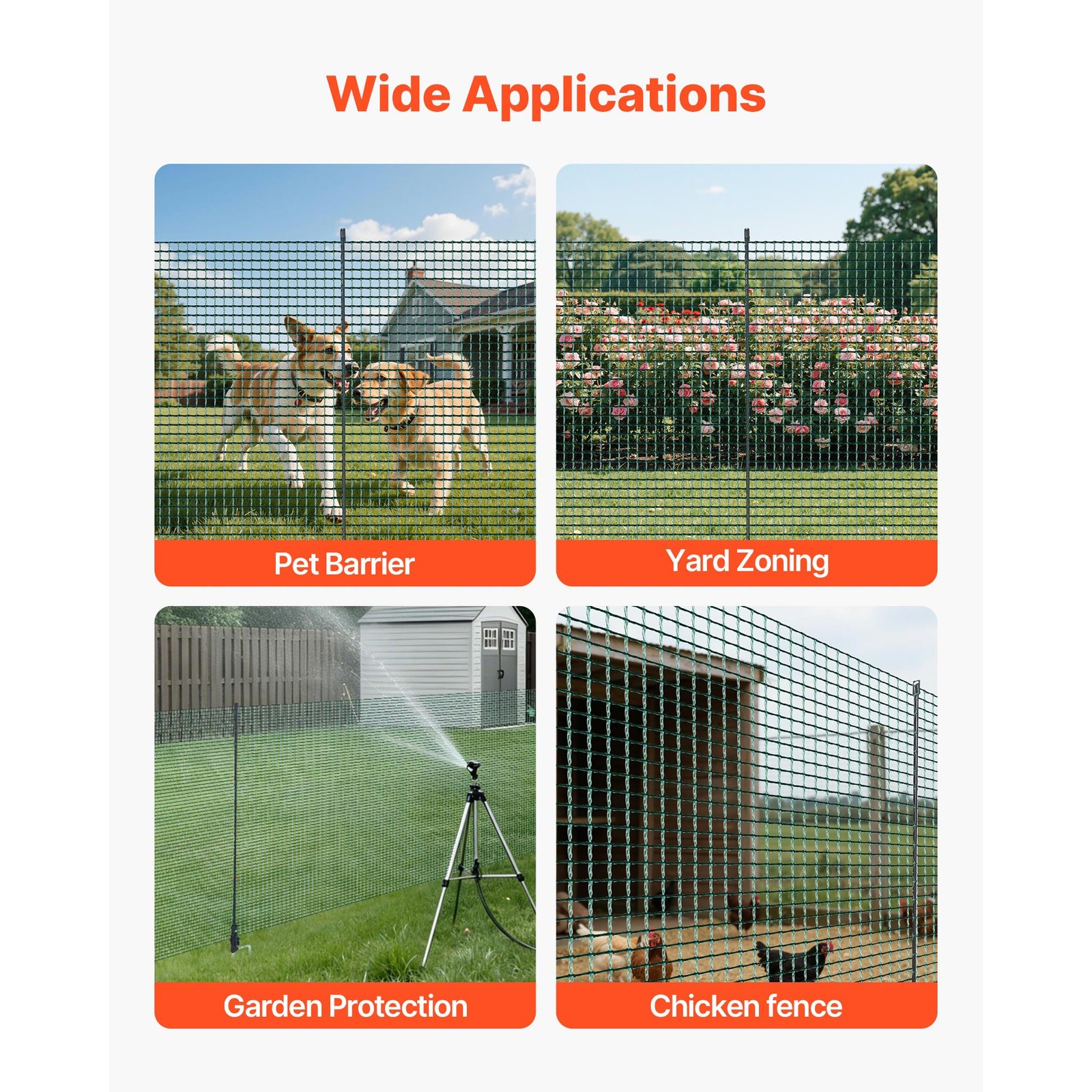 Uimoso Temporary Fence Netting with Posts 3 x 49.2 FT Plastic Safety Mesh Fence