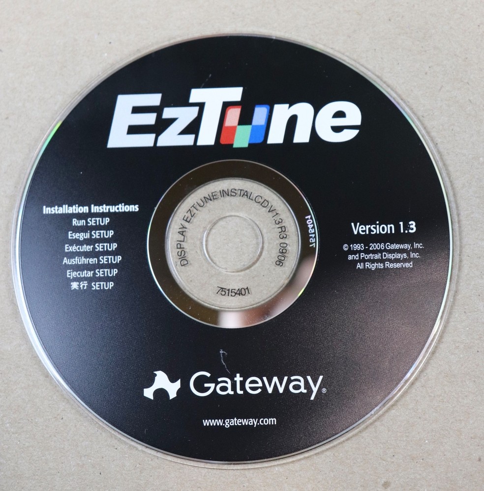 EZTune Installation CD Gateway Version 1.3 Disc Only 7515401