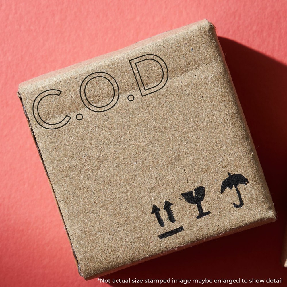 COD Outline Rubber Stamp Size 1/2" Tall x 1-1/2" Wide