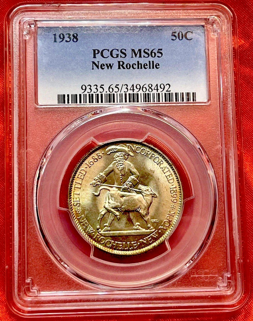 1938 PCGS MS65 New Rochelle Commemorative Half Dollar