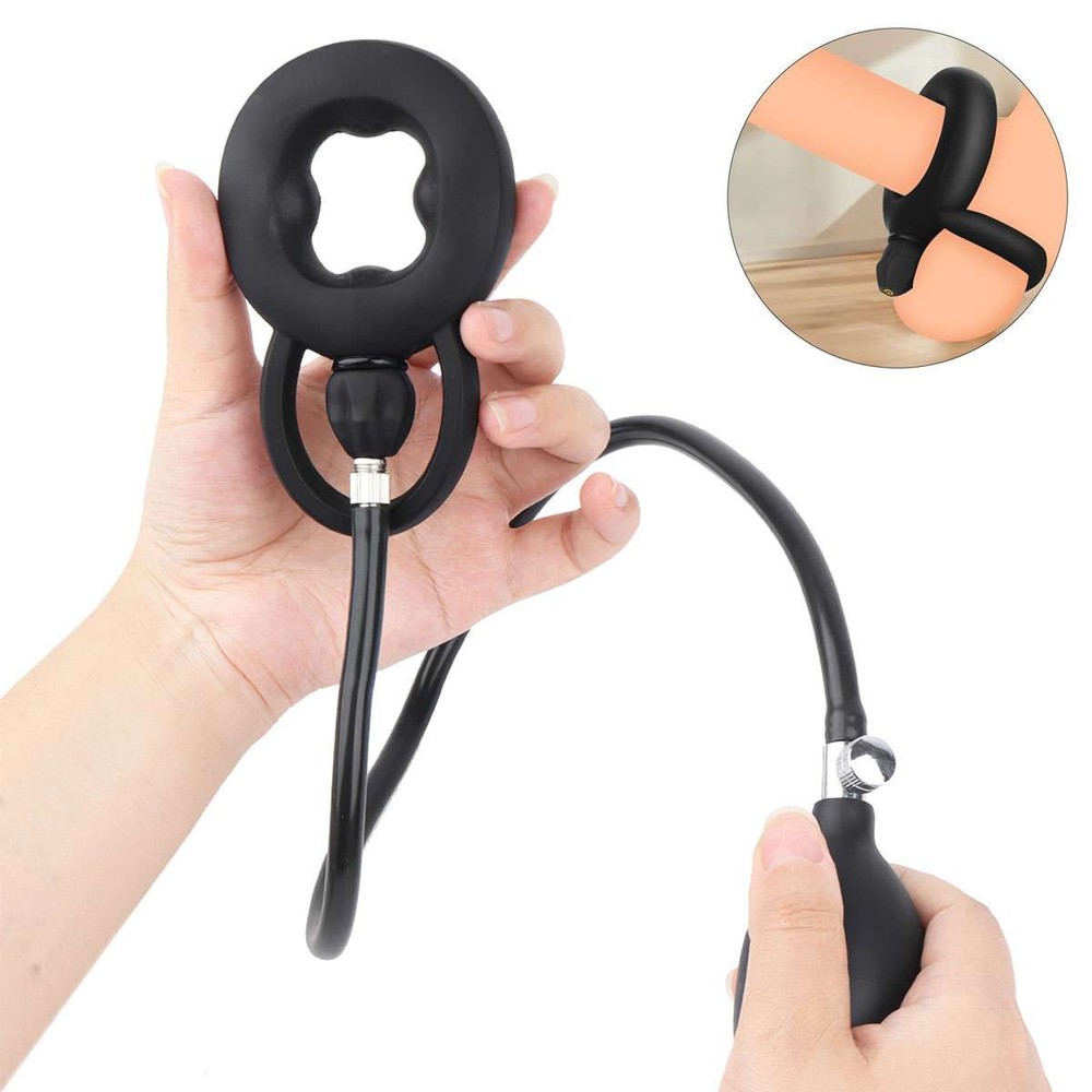 Inflatable Penis Ring Pump Male Enhancer Ejaculation Delay Cock Ring Erection