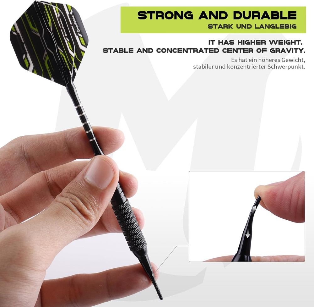 Darts Plastic Tip,Soft Tip Darts Set，3Pack 18G with Extra Tip,Dart Flights and D