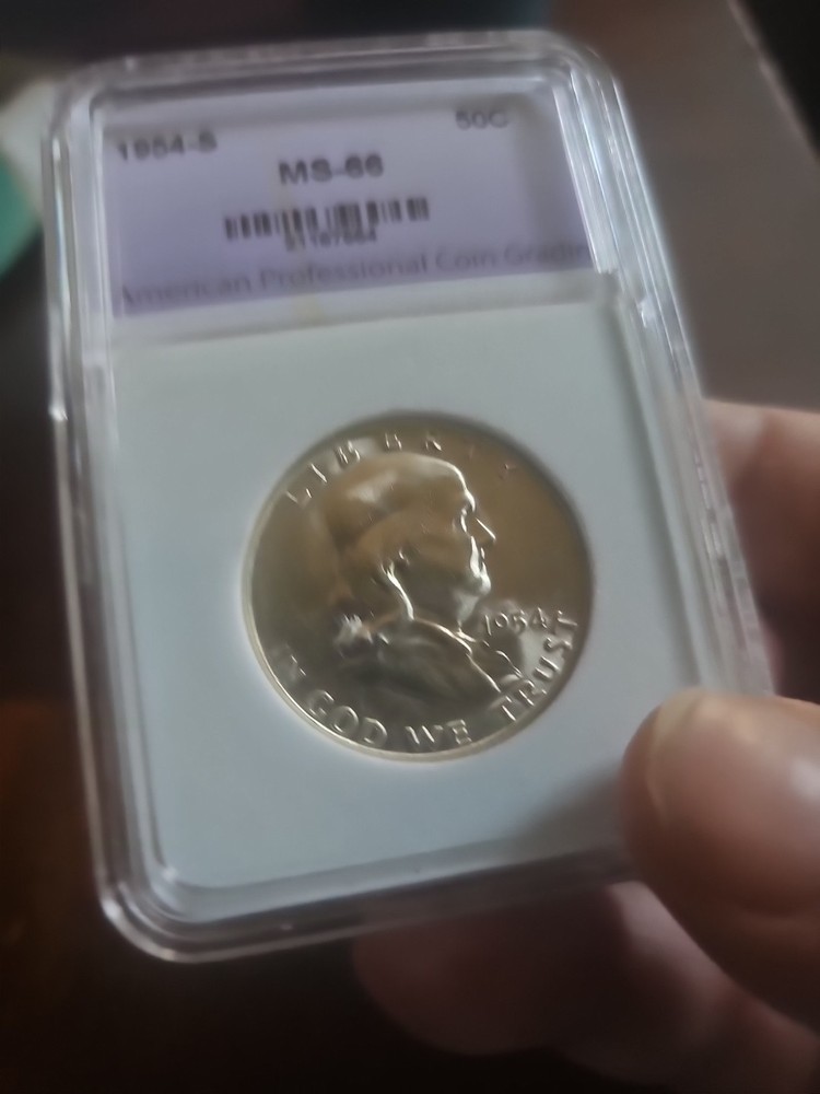 1954 S ** Franklin Half Dollar ** APCG MS 66 **