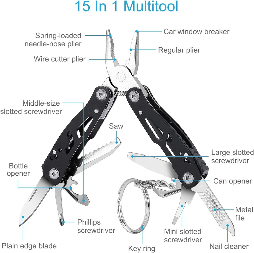 2PCS Bovgero Mini Multitool Pliers 15 in 1, Handmade Multi Tool Plier, Premium K