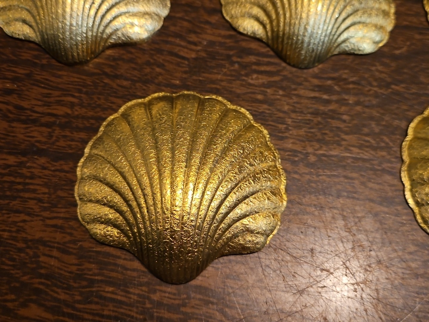 Lot Of 5 Fancy Sea Shells France Vintage 60s Brass Stampings Findings Jewelry