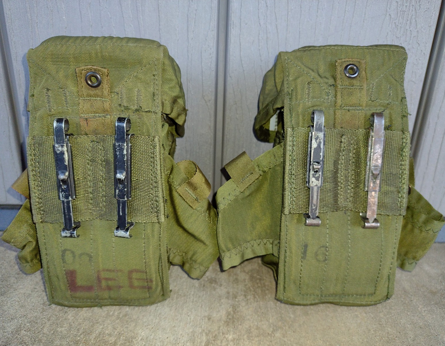 SET OF 2 USGI M1972 MARKED 30rd MAG POUCH LC1 ALICE TRIPLE MAG POUCH 1974 DATED