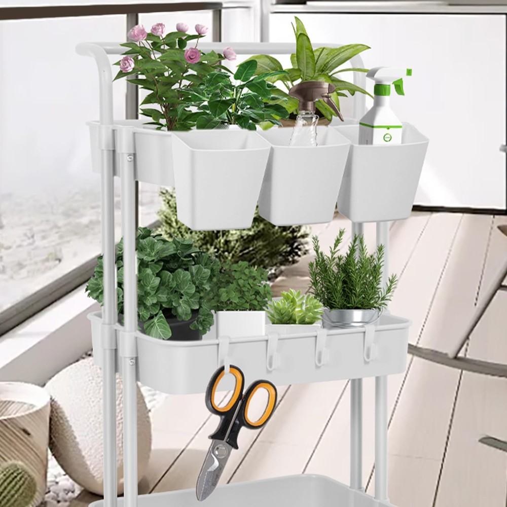 5 Pack Hanging Cup Holders Multipurpose Rolling Cart Accessories Utility