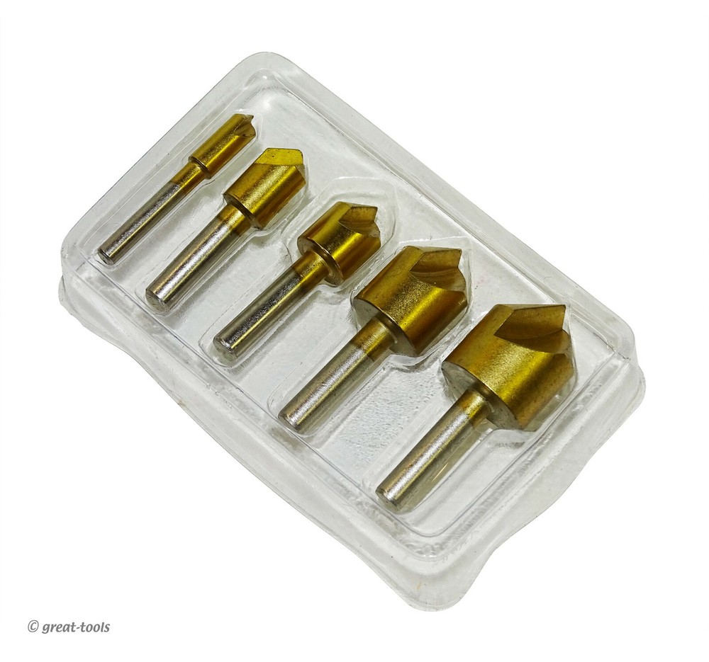 WOODWORKING COUNTERSINK SET – 5-pc TiN coated countersinks – bits – power tools