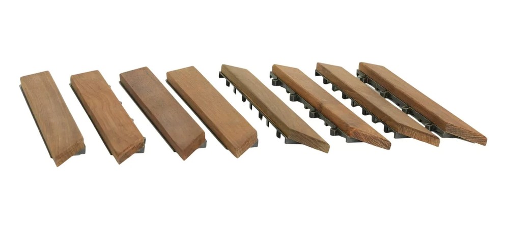 8 piece EZ-Floor Corner Trim Piece Interlocking Flooring Solid Teak Wood SHELF