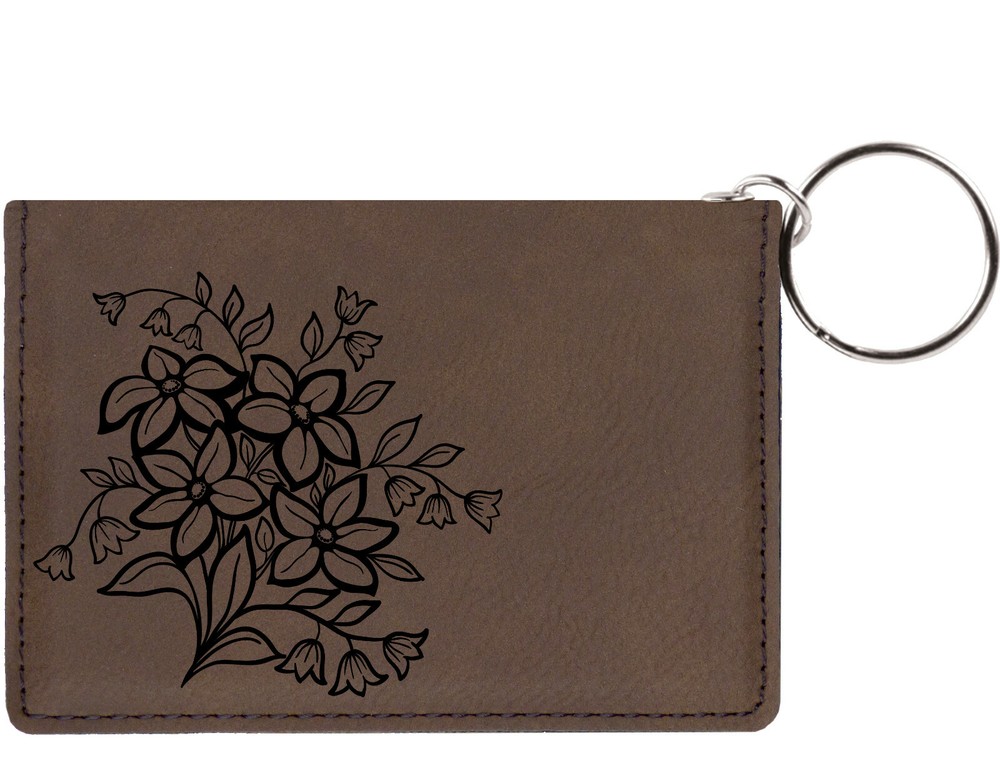 Spring Flowers Laser Engraved Leatherette Keychain Wallet