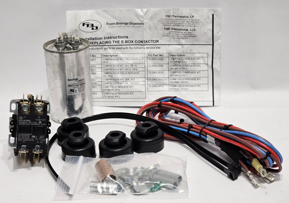 FBD FROZEN BEVERAGE DISPENSER E-BOX CONTACTOR & CAPACITOR REPLACEMENT KIT