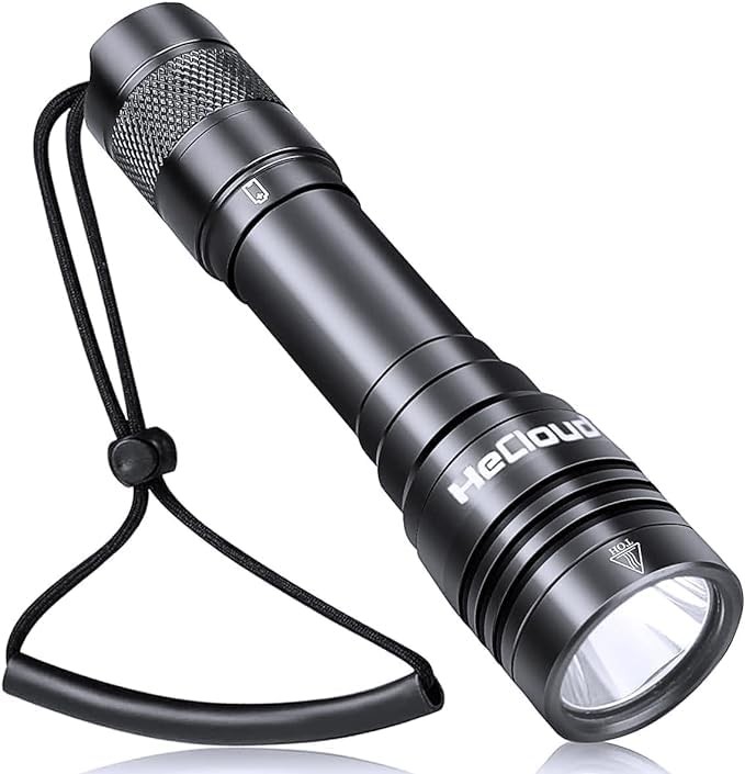 HECLOUD 3000LM Rechargeable Scuba Diving Flashlight Dive Light IPX8