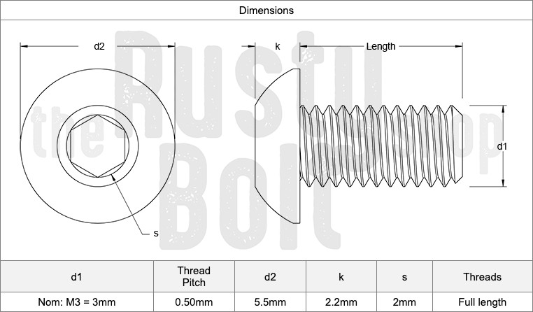 M3 x 12mm, Socket Button Head Screws, 10.9 Steel, Black