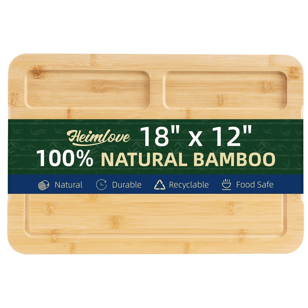 Extra Large Bamboo Cutting Board, 18" x 12" Cutting Boards for Kitchen Charcu...