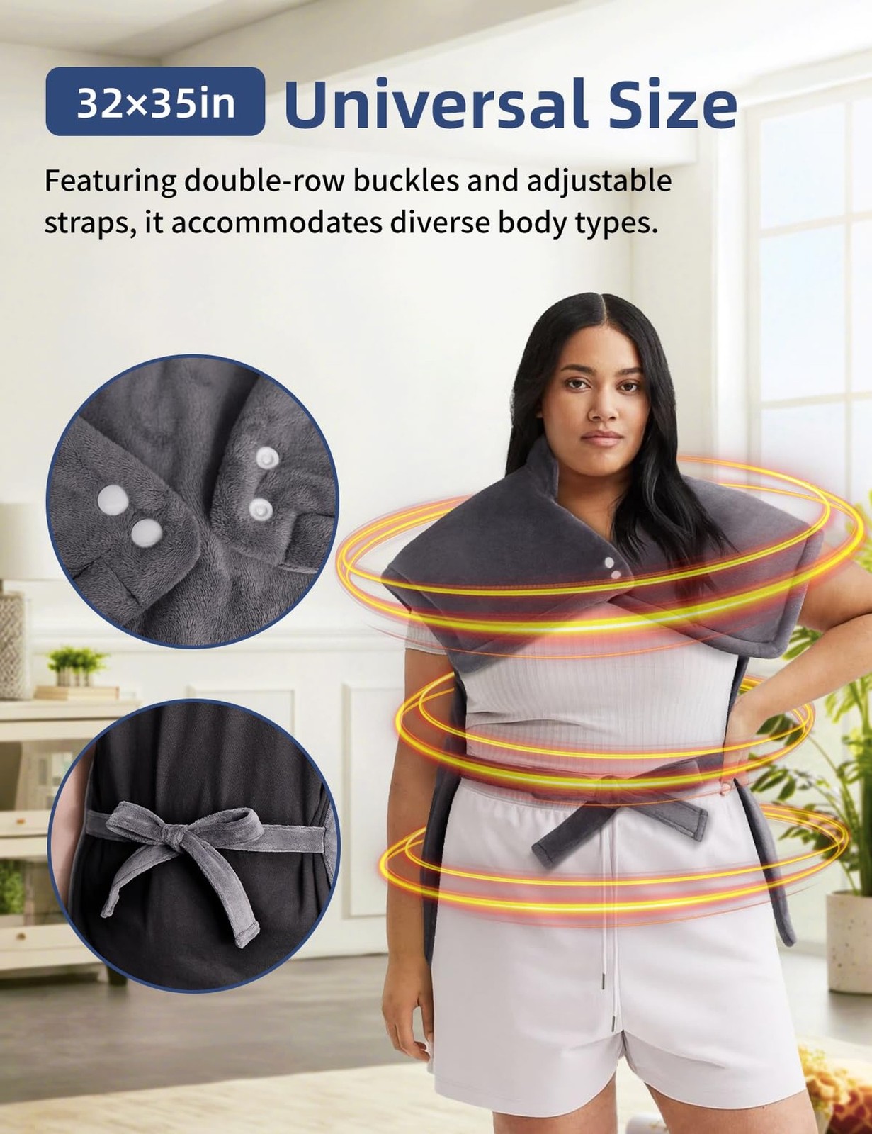 Heating Pad for Back and Period Pain Relief, for Shoulders, Abdomen & Waist, ...