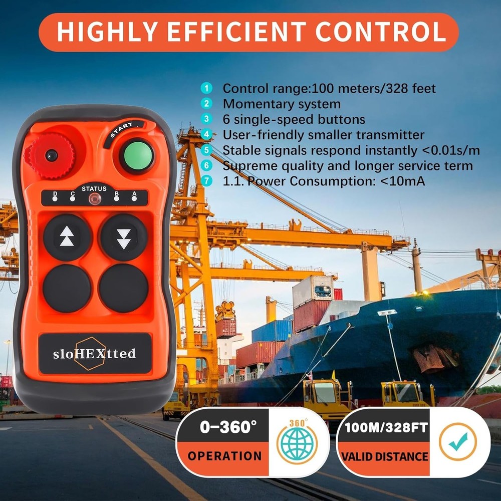 Reliable 2-Channel Industrial Crane Remote Control - Dustproof & Easy Pairing