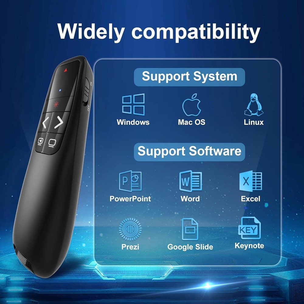 Professional Wireless Presenter Remote with Ergonomic Grip – Long Range Control