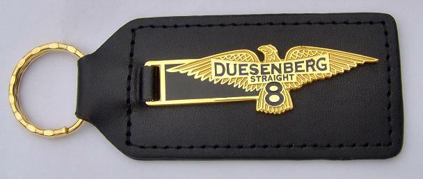 DUESENBERG KEYCHAIN - STITCHED LEATHER KEY FOB - NICE