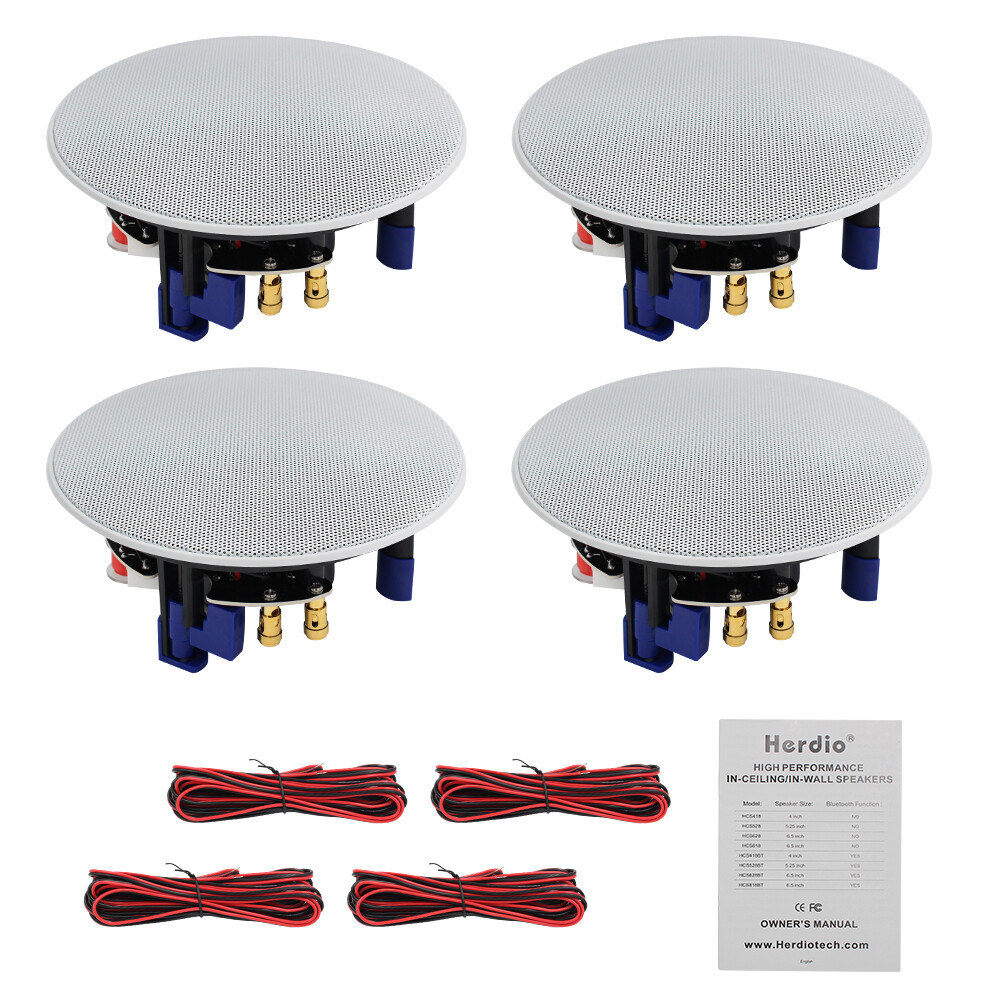 Herdio Bluetooth Ceiling Speakers Wired 4" 2-Way w/ 4-Channel Amplifier Receiver