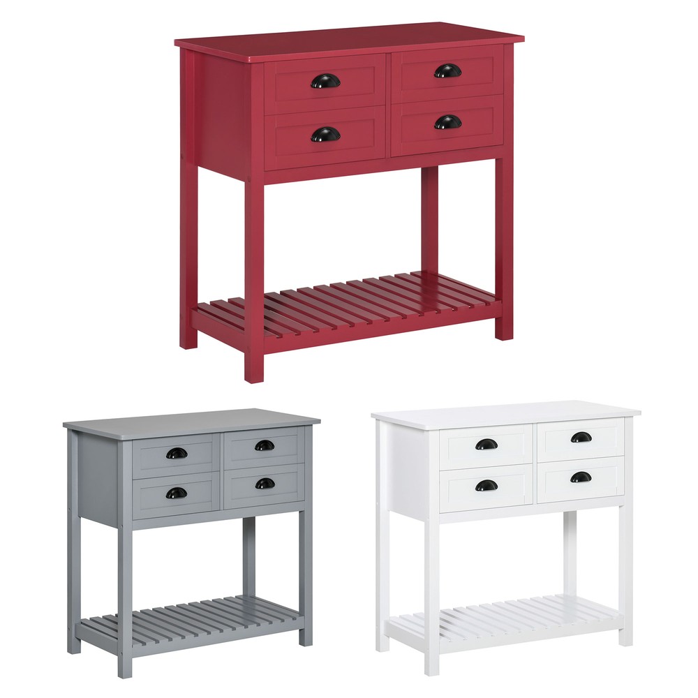 Console Table Sofa Table Sideboard with 4 Drawers & Slatted Shelf
