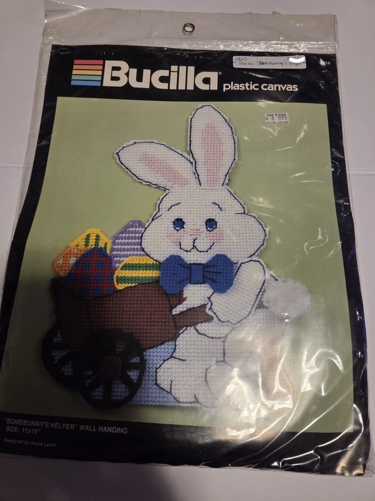Bucilla Easter Plastic Canvas Wall Hanging Somebunny’s Helper Size 11x15” #6016
