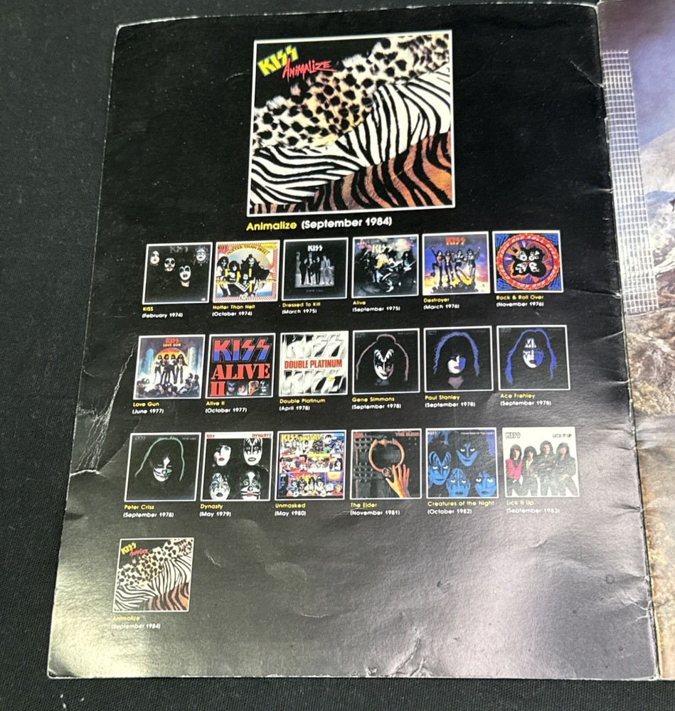 KISS ANIMALIZE World Tour 84/85 Tour Book Program Eric Carr Mark St John