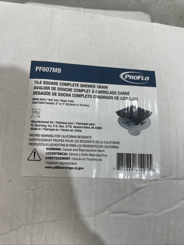 PROFLO PF607MB Square Shower Drain - Black