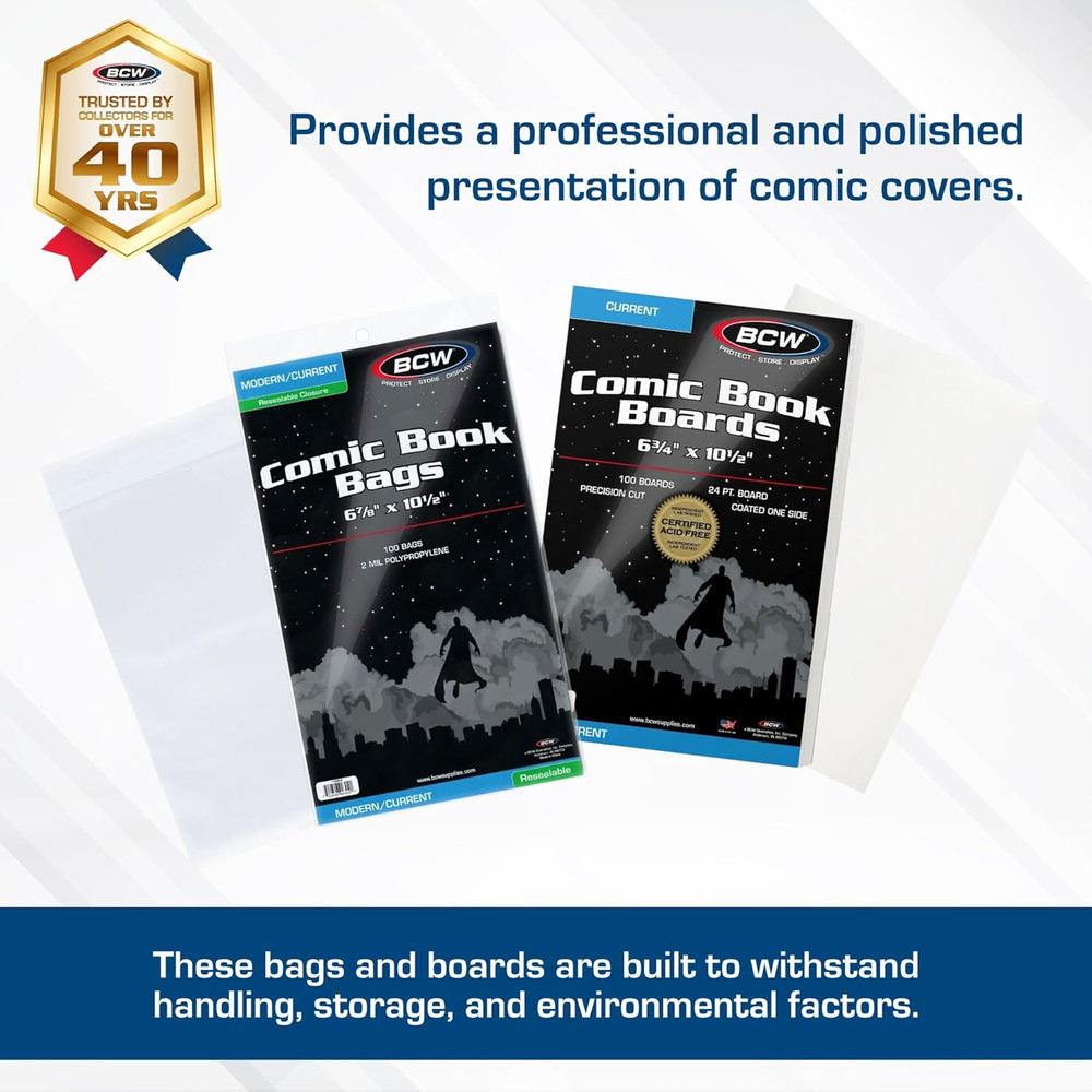 Resealable Current Comic Book Combo Pack | 200 Pack for Acid-Free Backing Boards