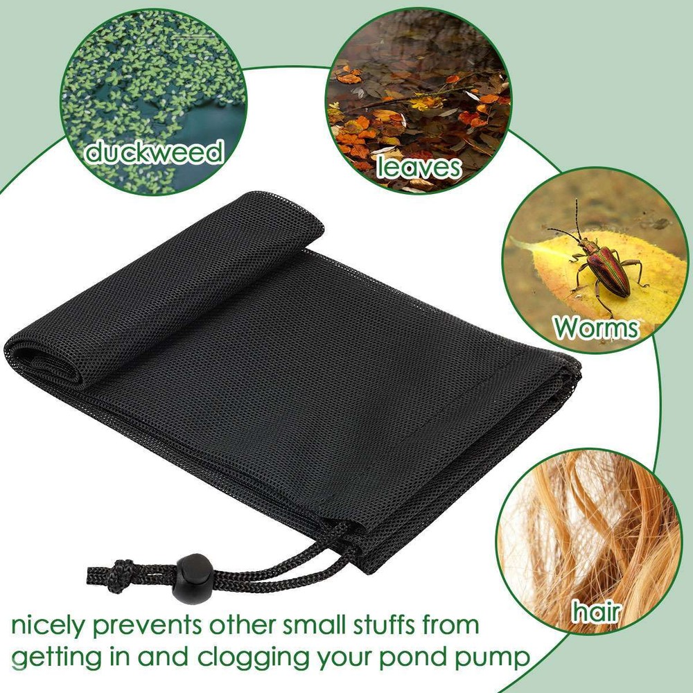 2Pcs Water Pump Filter Net Tear Resistant Drawstring Pond Pump Barrier Mesh Bag