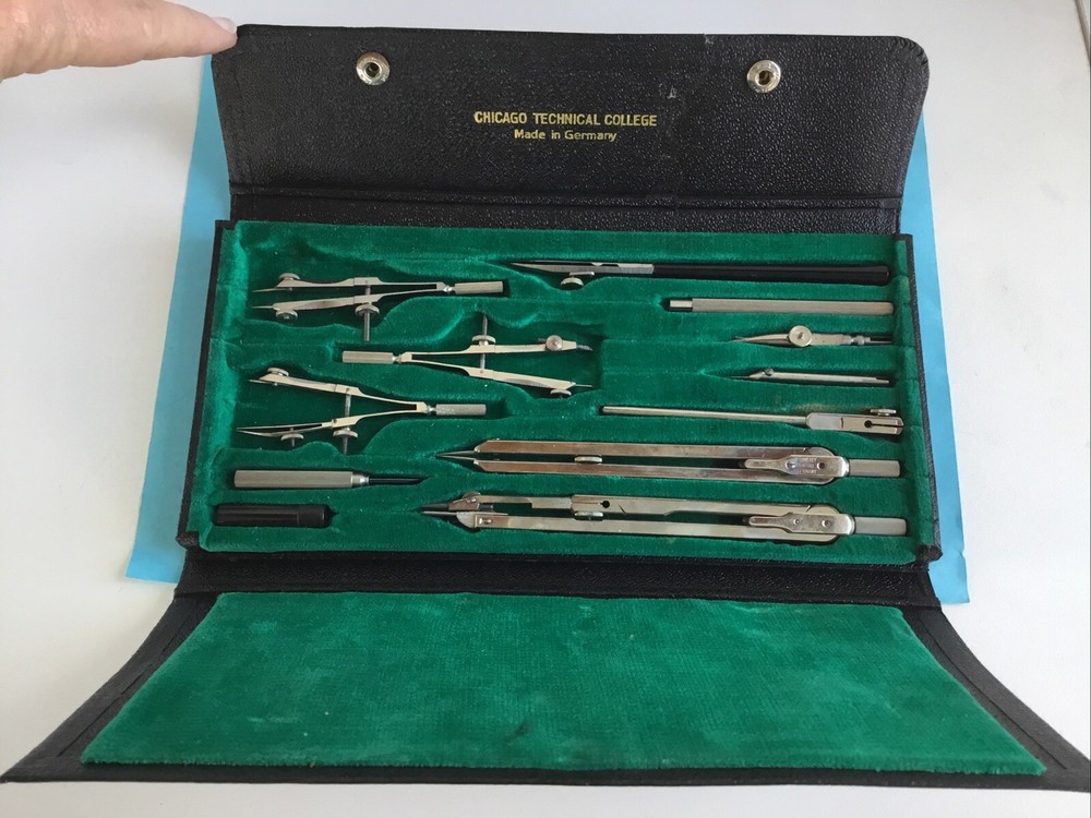 Vintage Chicago Technical College - Drafting Set Made in Germany Complete