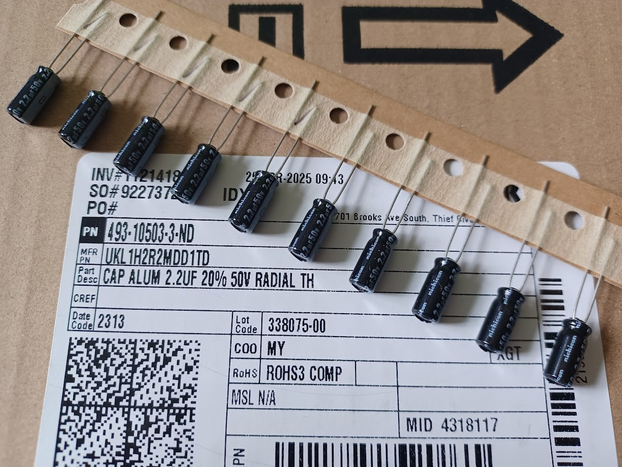 10 New Nichicon UKL 2.2uf 50v  Radial Capacitors low-leakage