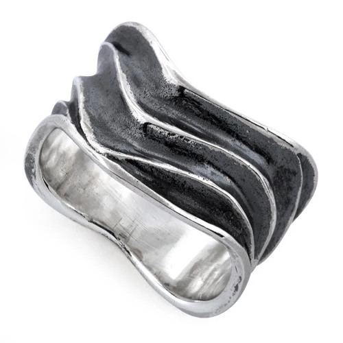 925 Sterling Silver Abstract Wave Ring