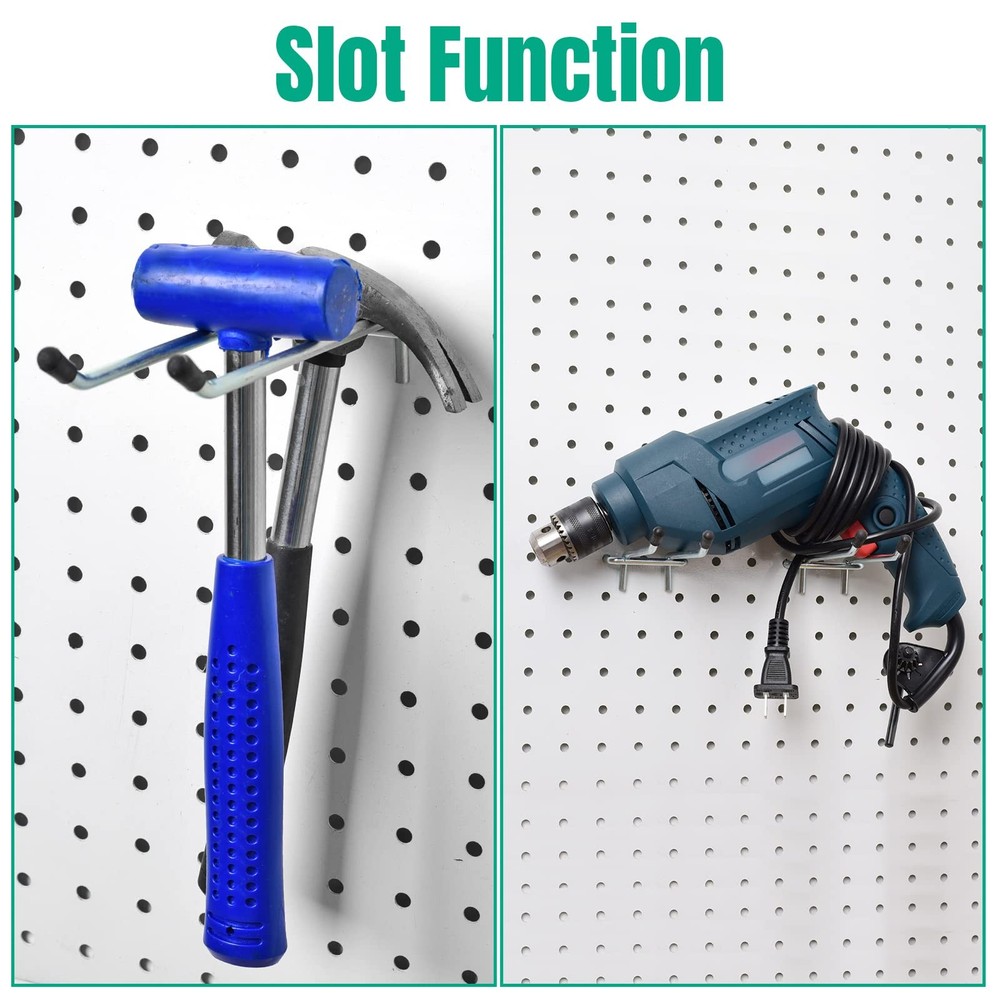 10 Pack Pegboard Hooks, Peg Board Tool Utility Hooks & Hangers Fit 1/4" Pegbo...