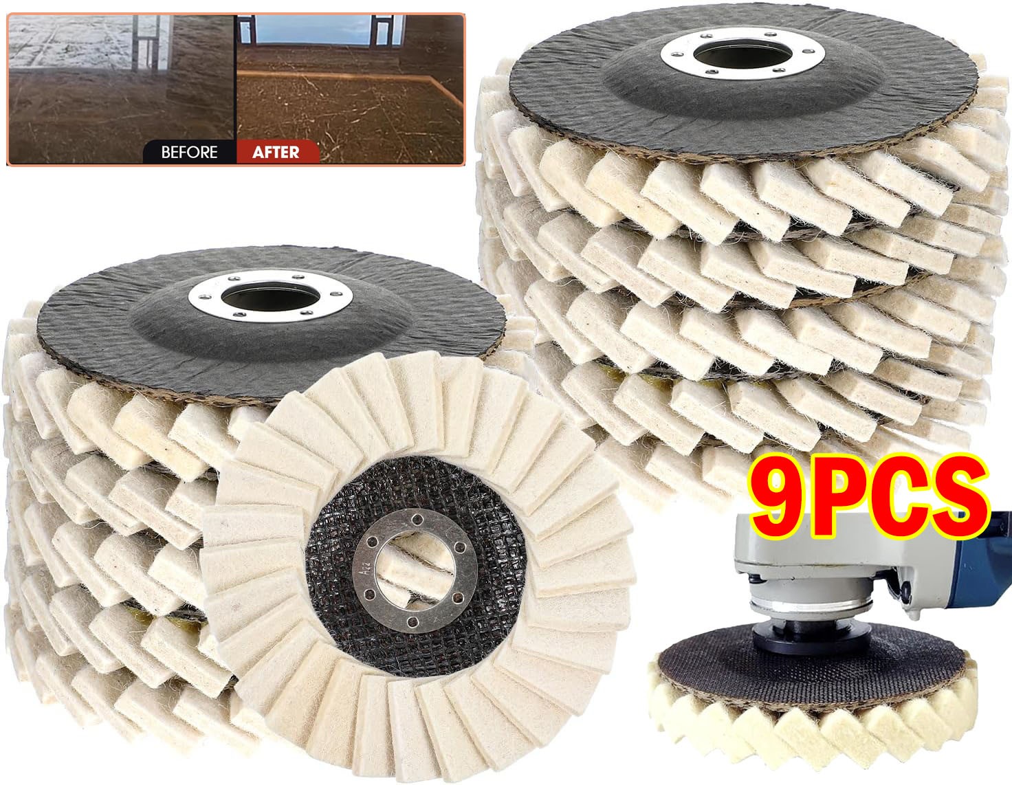 5" Wool Felt Flap Disc Metal Working Polishing Buffing Wheel for Grinder