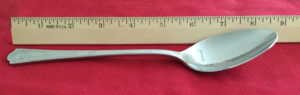 Estia ROSETTE Solid Serving Spoon 8 3/8" Beaded Edge Stainless Steel Flatware
