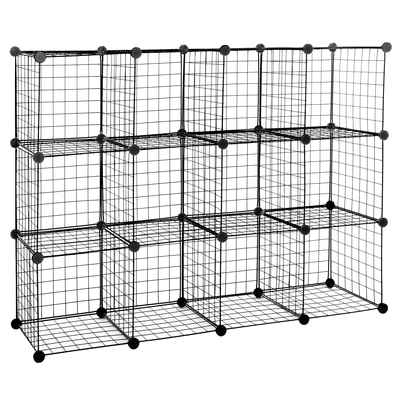 Wire Cube Storage Organizer Shelving 12-Cube Wire Shelves Rack Modular Bookshelf