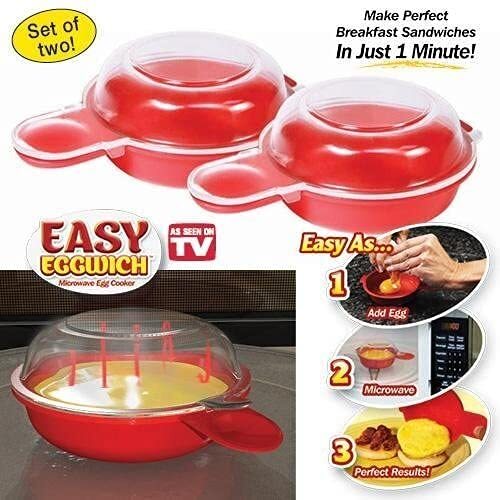 2 Pack Microwavable Non-Stick Omelet Maker Egg Cooker Pancake Mold Egg Roller