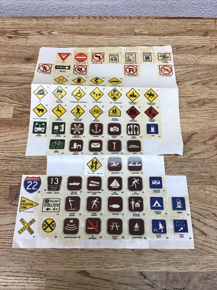 Road Sign Decals For Model Train Layout Vintage  7/8” Square