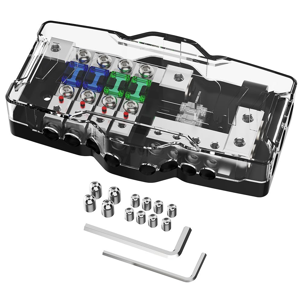 Fused Power Distribution Block Car Audio 4 Way Midi(Mini-Anl) Fuse Block 12V ...