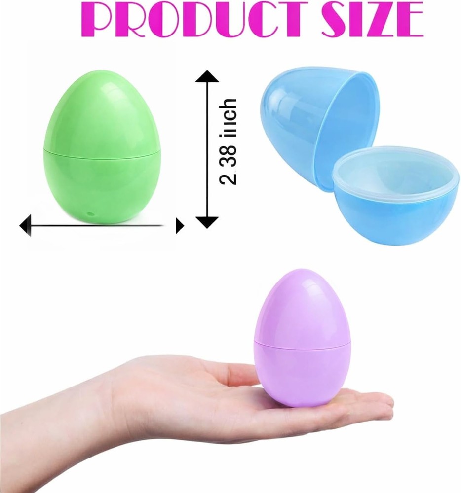 Pastel Color Easter Eggs - 50 Piece Assorted Bulk 2.3" x 1.75" Plastic Eggs Hing