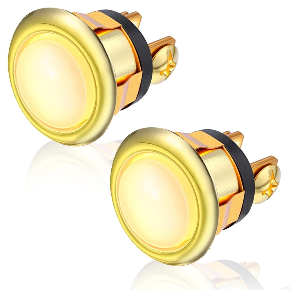 2 Pack Lighted Doorbell Button Replacement, Push Door Bell Ringer Kit gold