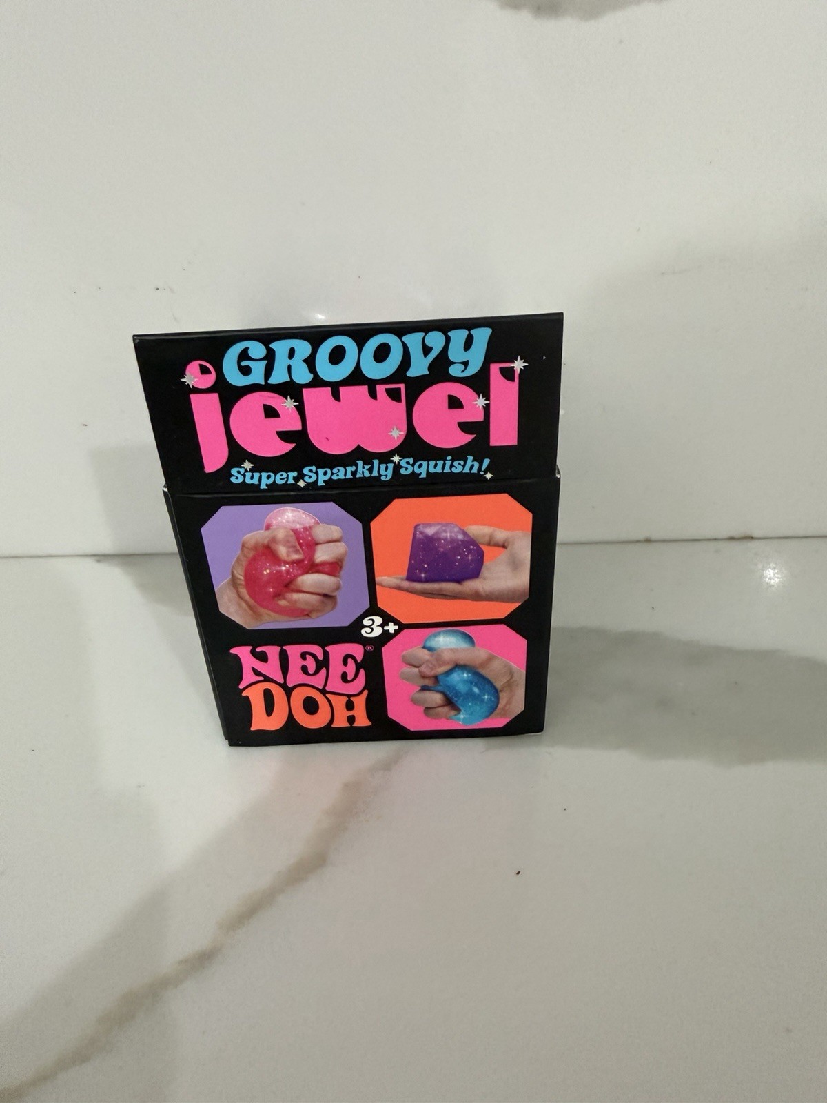 Blue NeeDoh Groovy Jewel Nee Doh Glitter Squish Jelly Diamond Cone Sparkly Ice