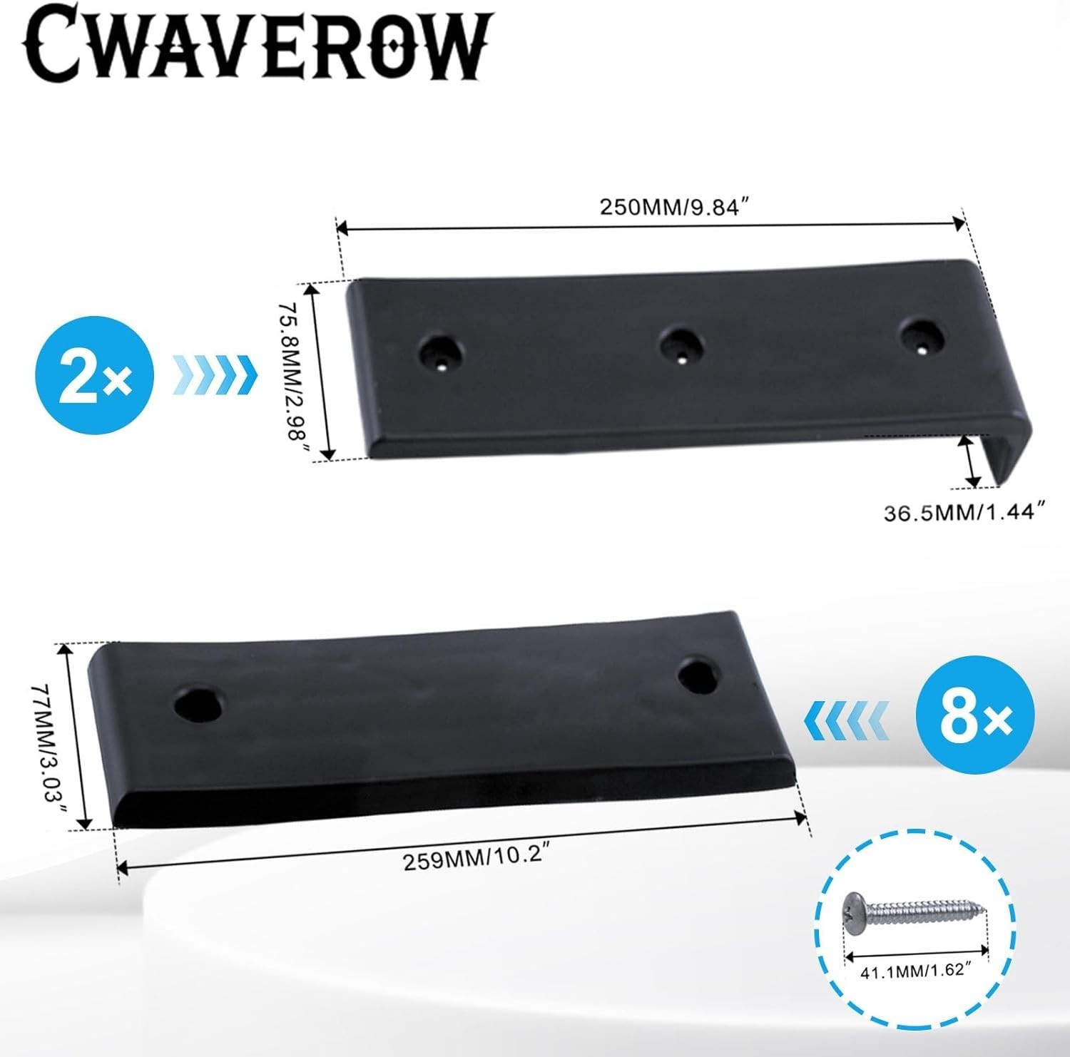 10PCS Boat Trailer Bunk Slides Kit - 8 Bunk Pads&2 Enders,Fits 3 Inch x 10 Inch