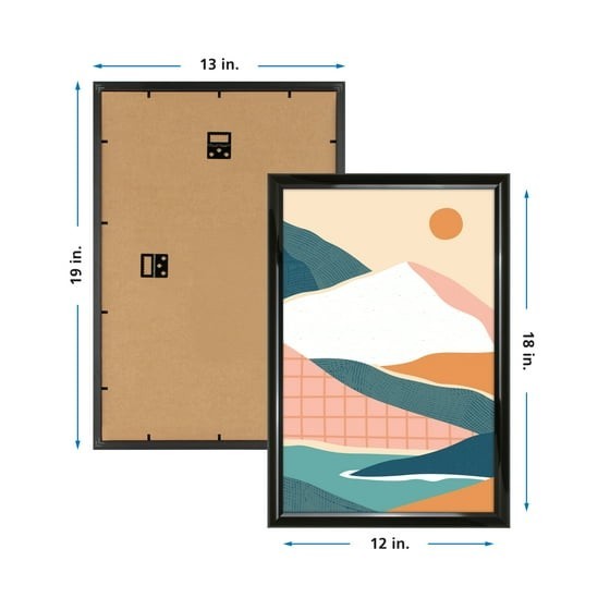 12" x 18" Rounded Photo Poster and Picture Frame Home Office Wall Decor, Black