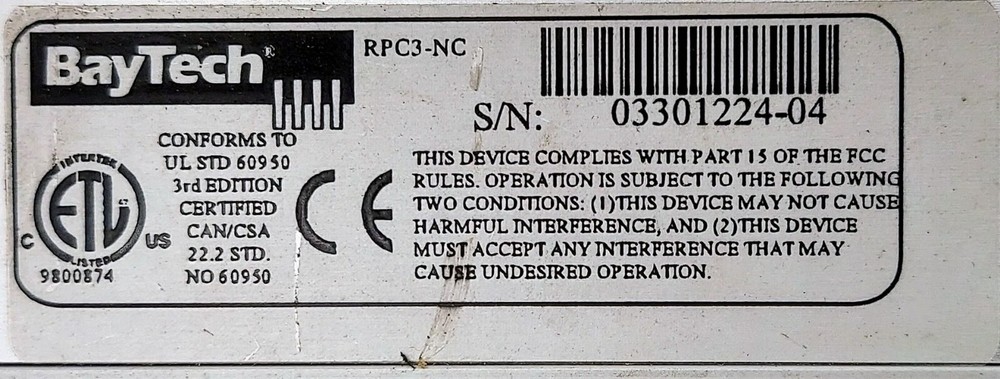 BayTech RPC3-NC Network Remote Power Control