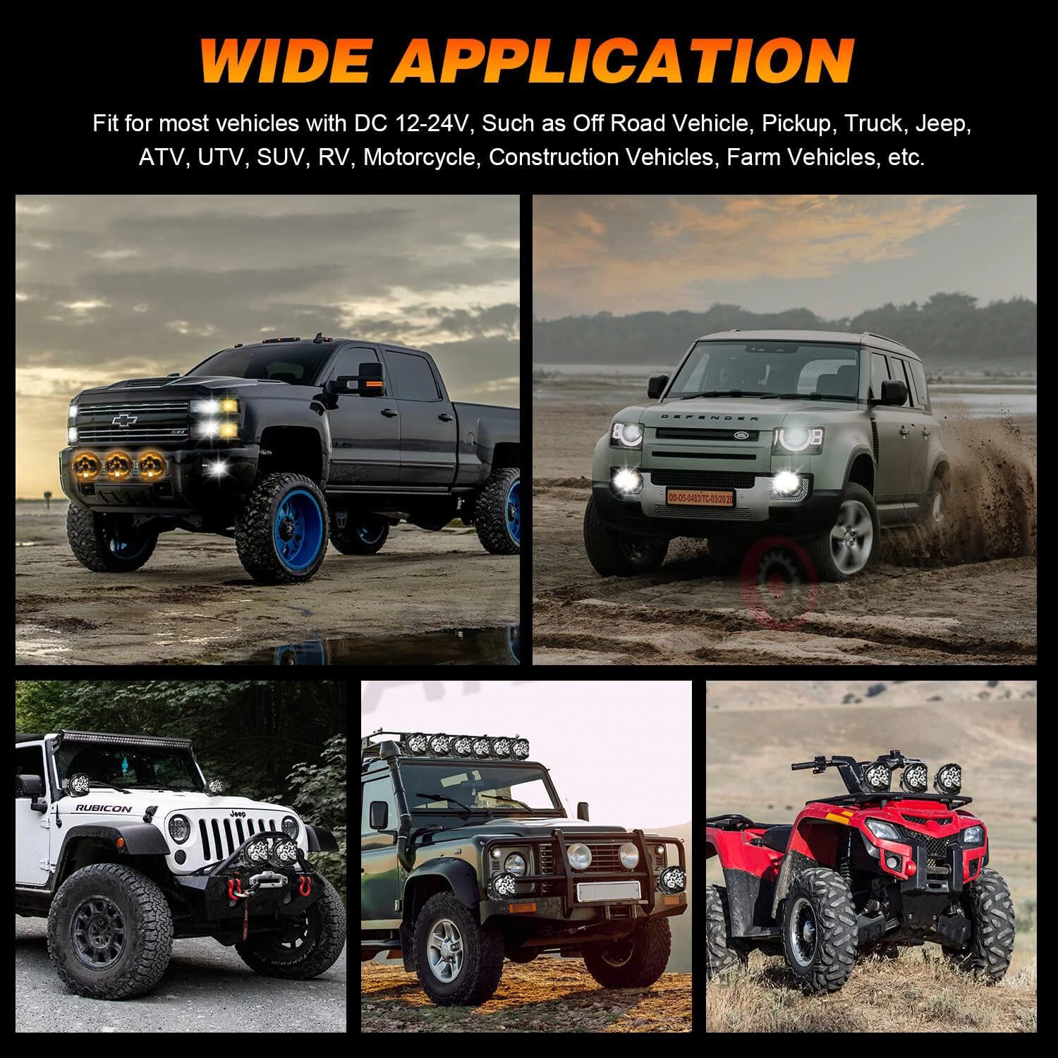 4/5/7inch Car LED Work Light Pods Spot Flood Combo Offroad SUV Driving Fog Lamp