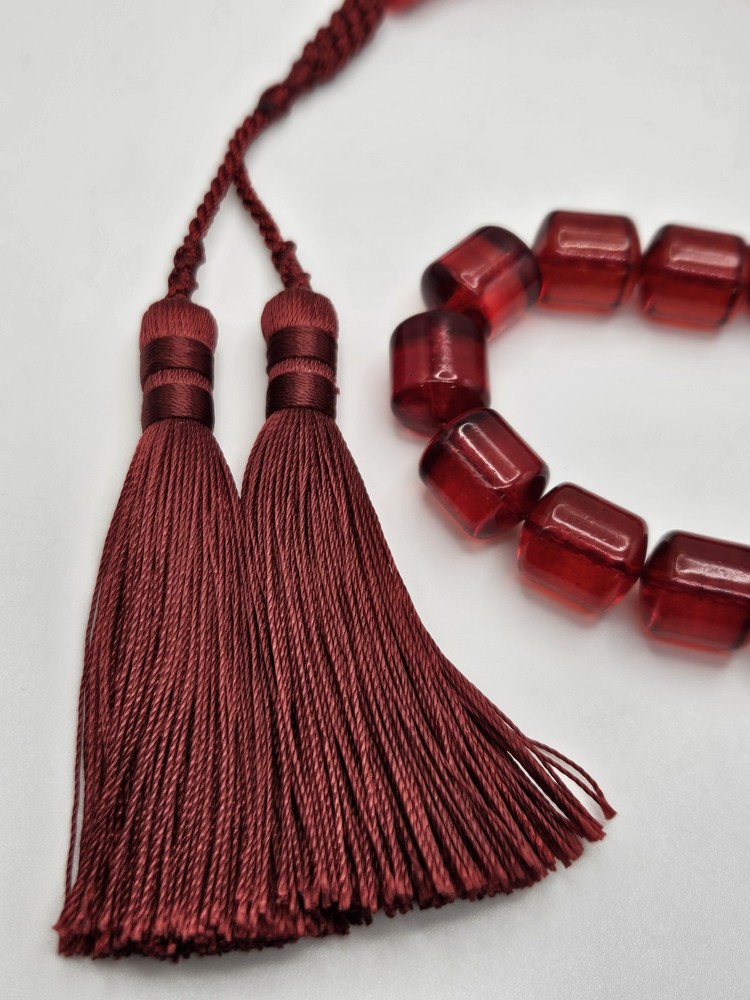 Vintage Red Translucent Lucite Plastic Worry Prayer Beads